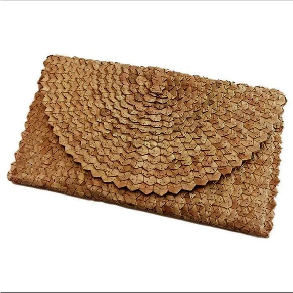 Bali Harvest Straw Clutch Purse - Brown - Picture 3 of 4
